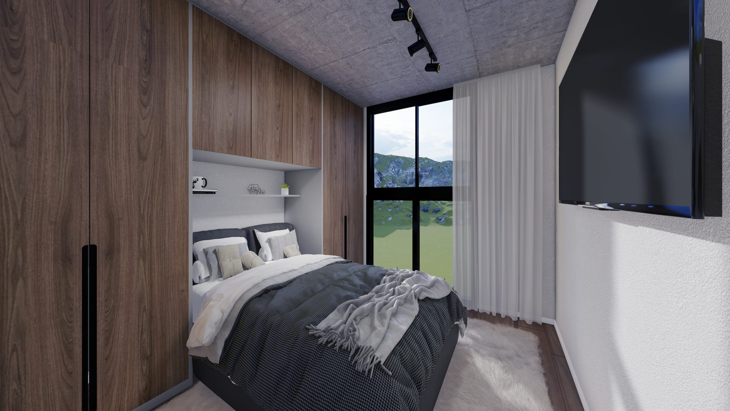 Ambientación verde en apartamento contemporáneo — APLOSS